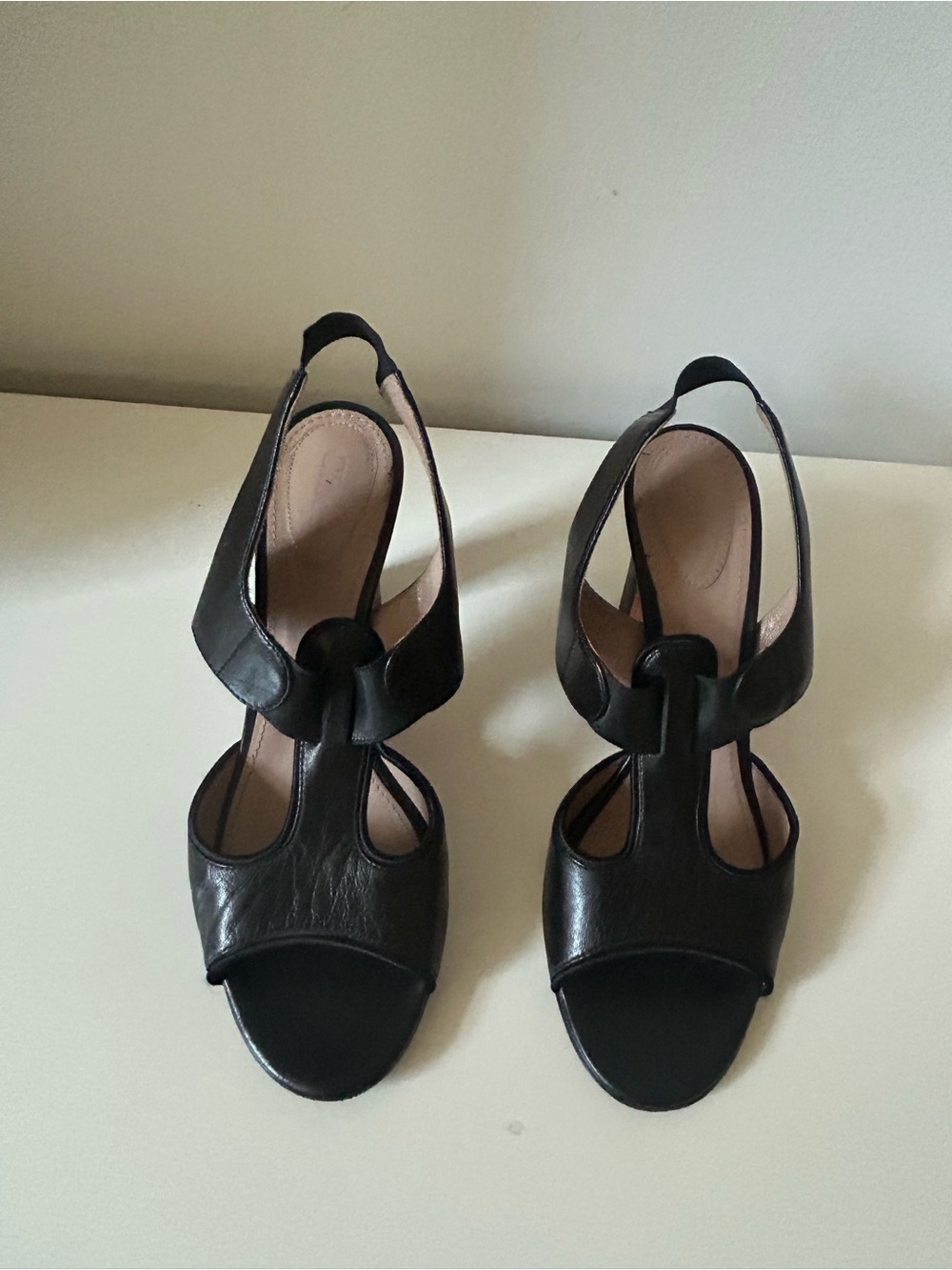 Chloe Black Leather Knot-Front Slingback Heels